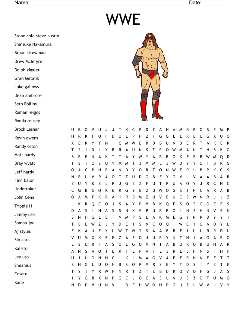 WWE Word Search