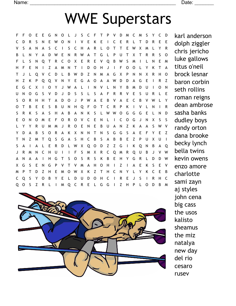 WWE Superstars Word Search
