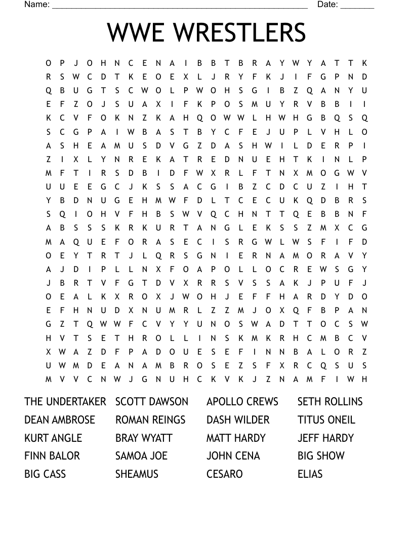WWE WRESTLERS Word Search