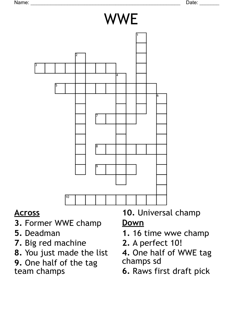 WWE  Crossword