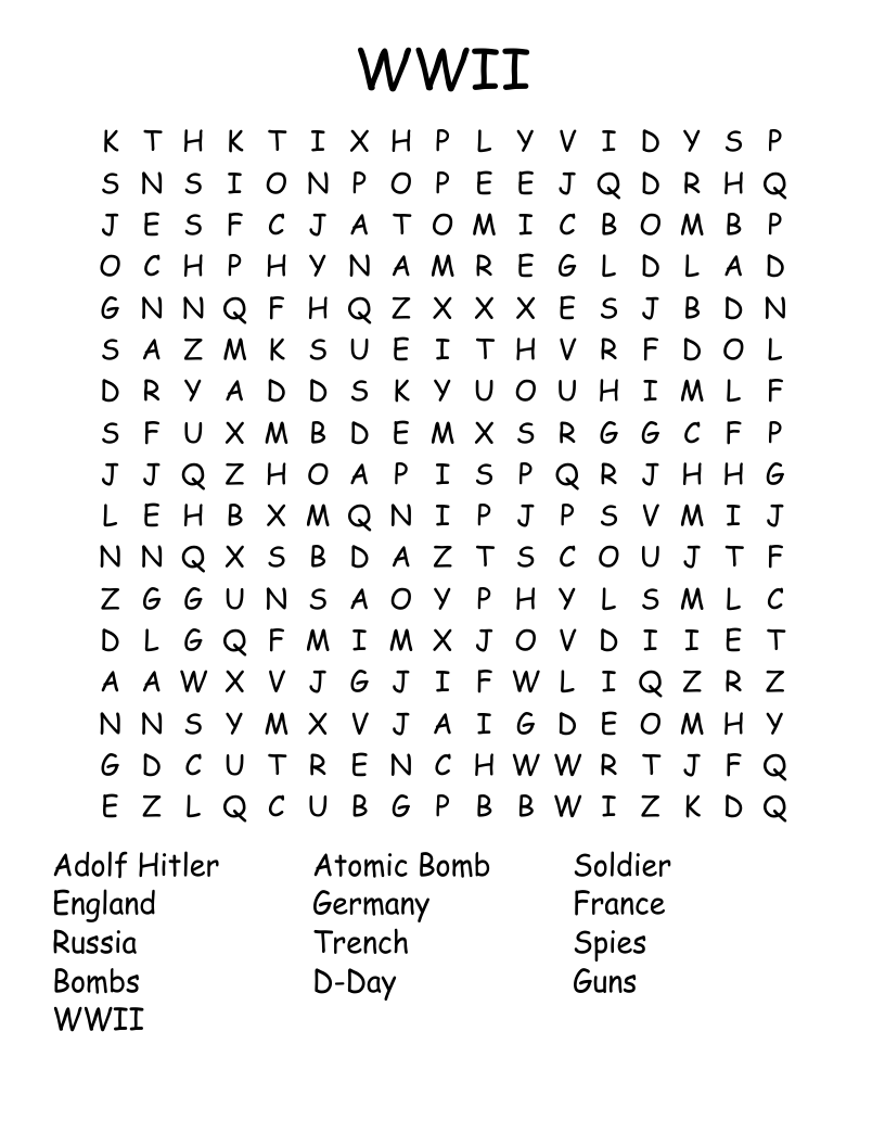 WWII Word Search