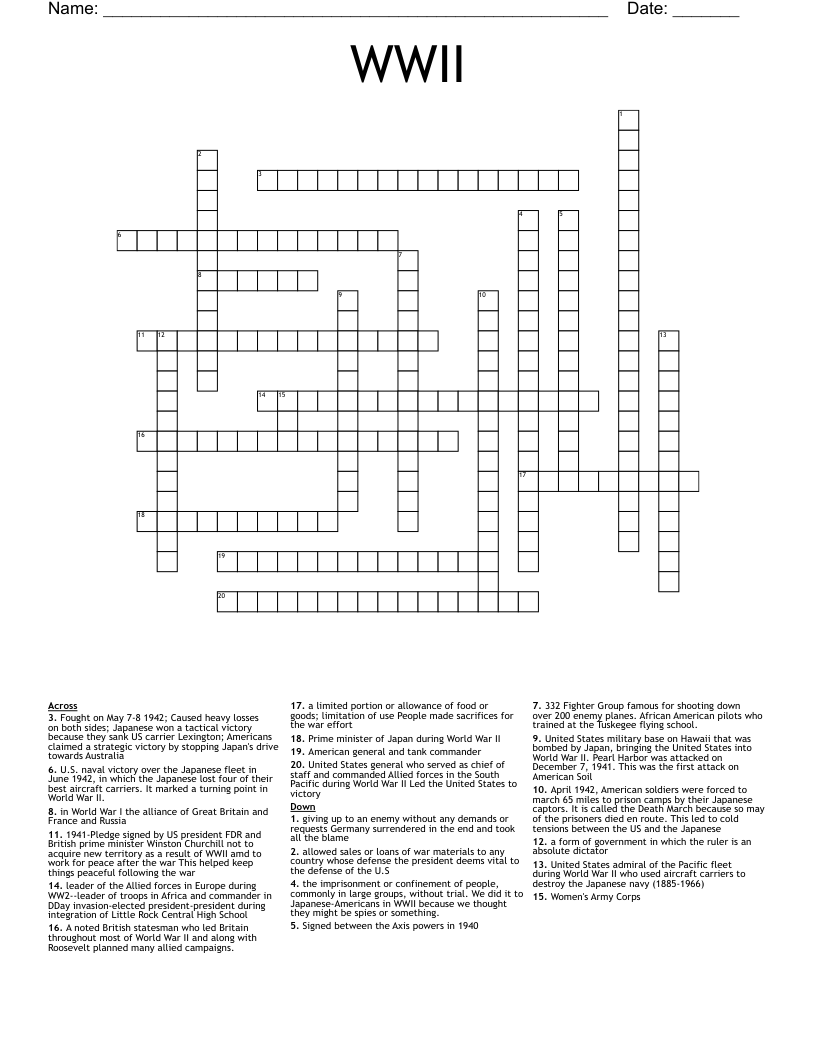 WWII Crossword