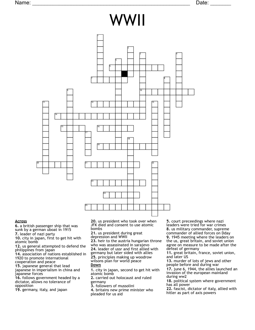 WWII Crossword