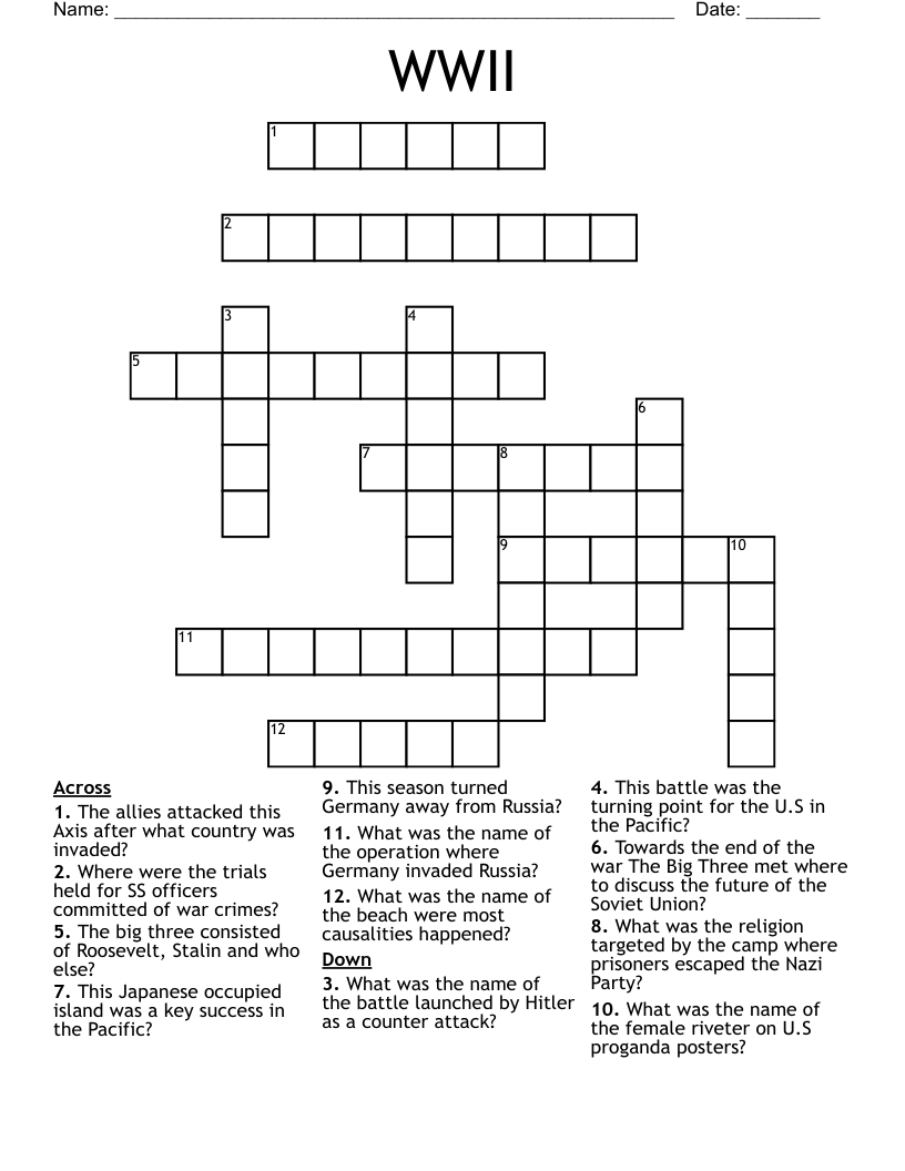 WWII Crossword