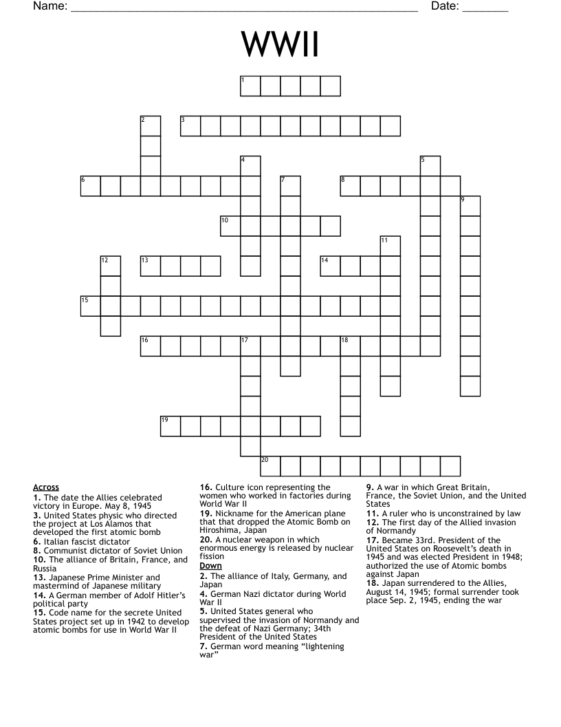WWII Crossword