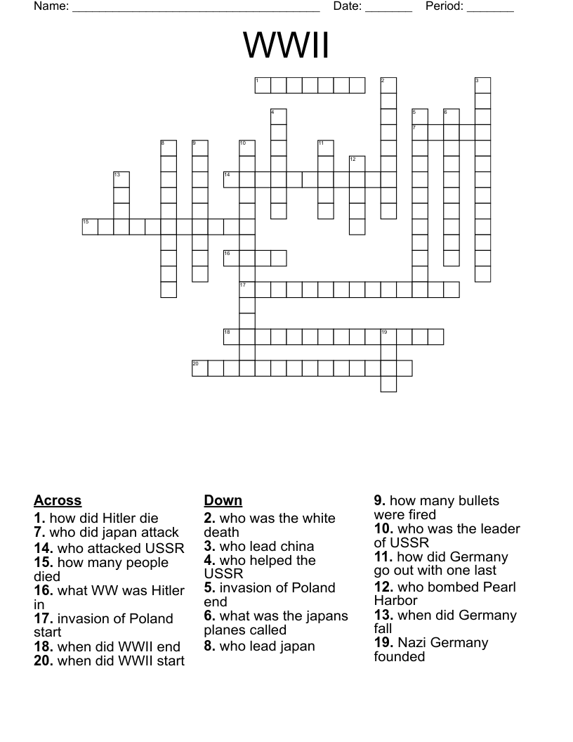 WWII Crossword