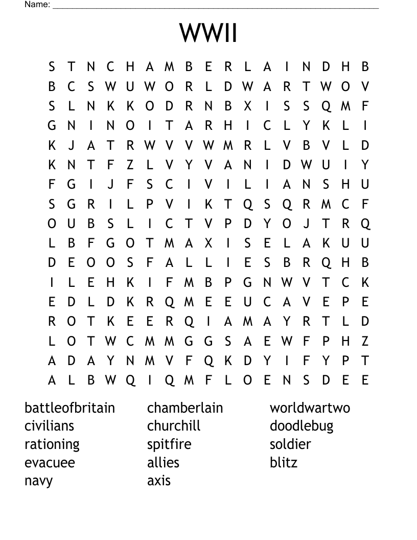 WWII Word Search