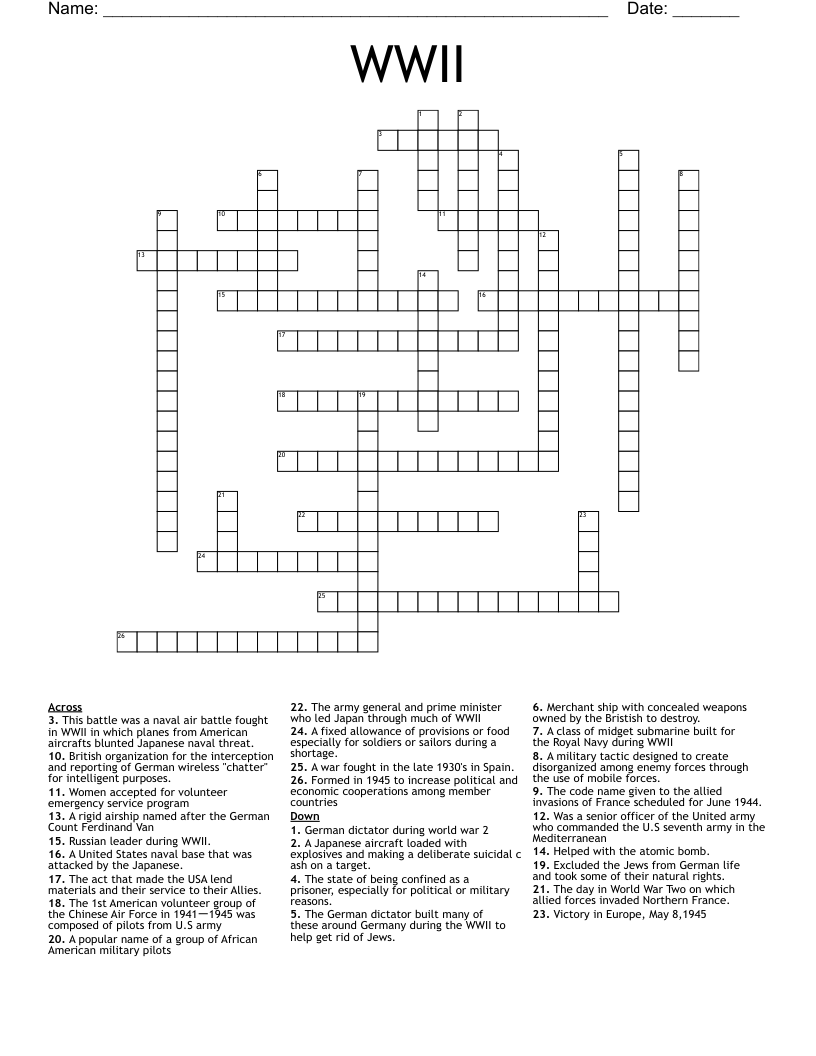 WWII Crossword