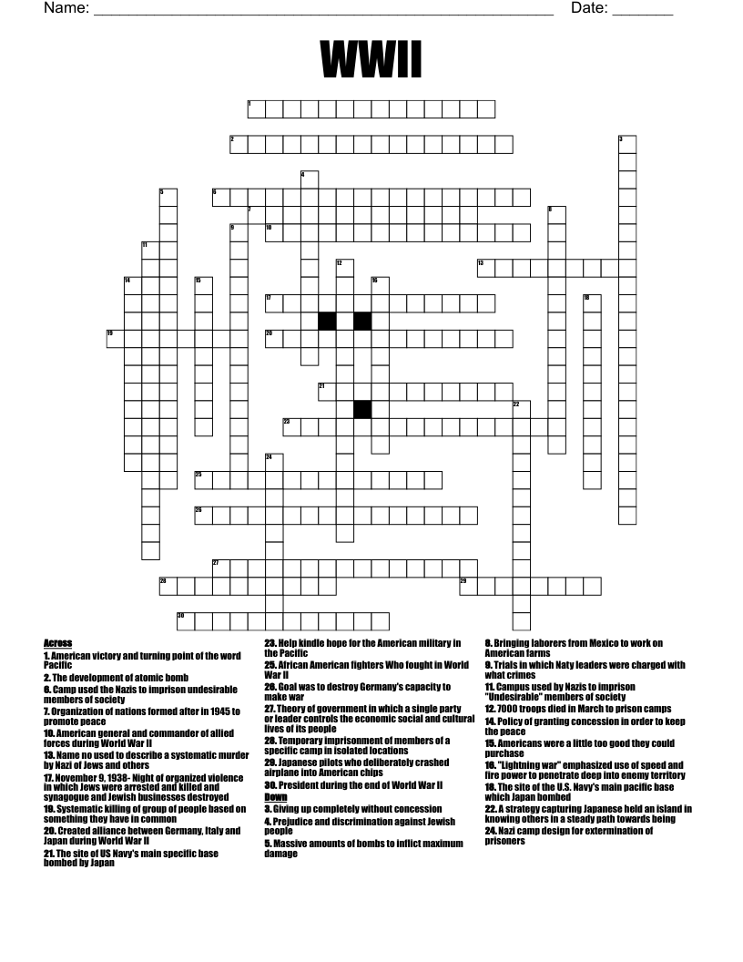 WWII Crossword