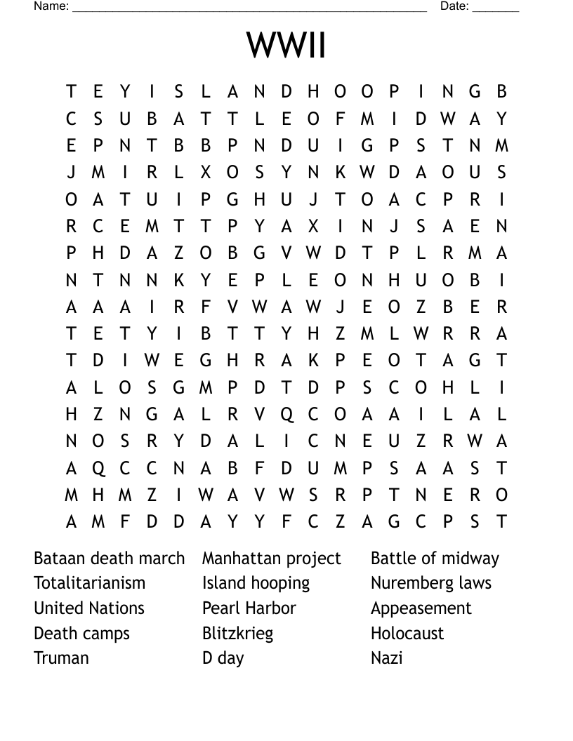 WWII Word Search