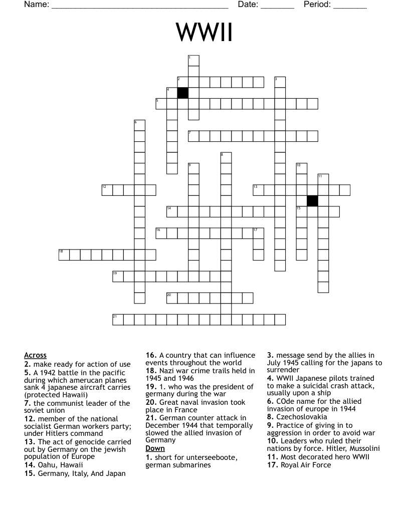 WWII Crossword