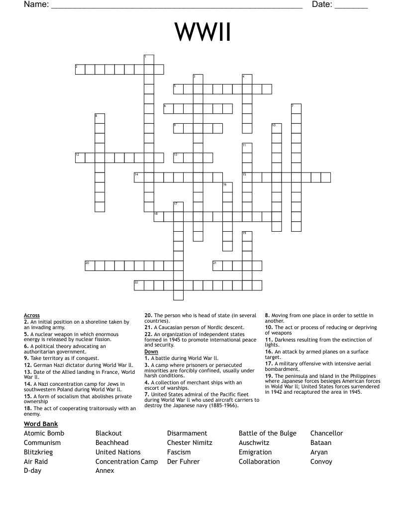 WWII Crossword