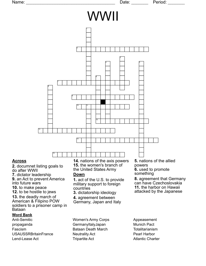 WWII Crossword