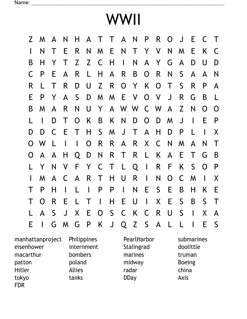 WWII Word Search