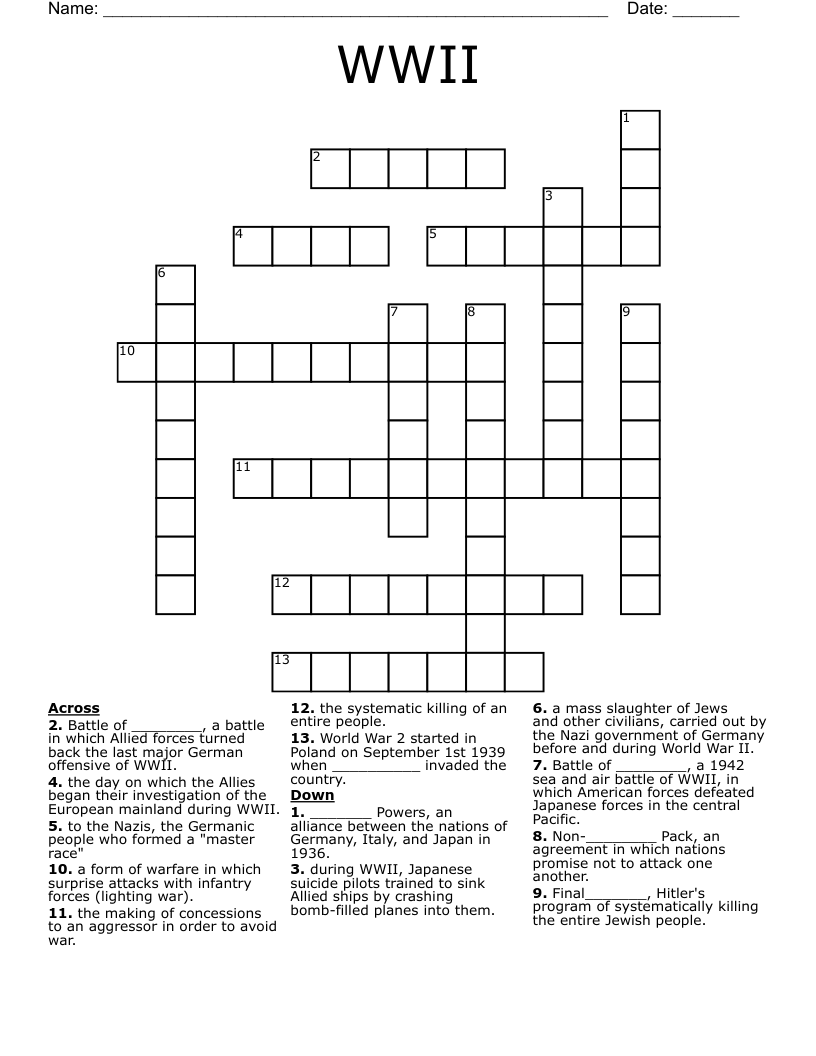 WWII Crossword