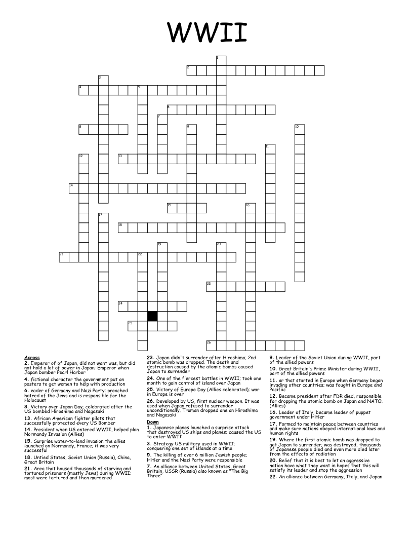 WWII Crossword