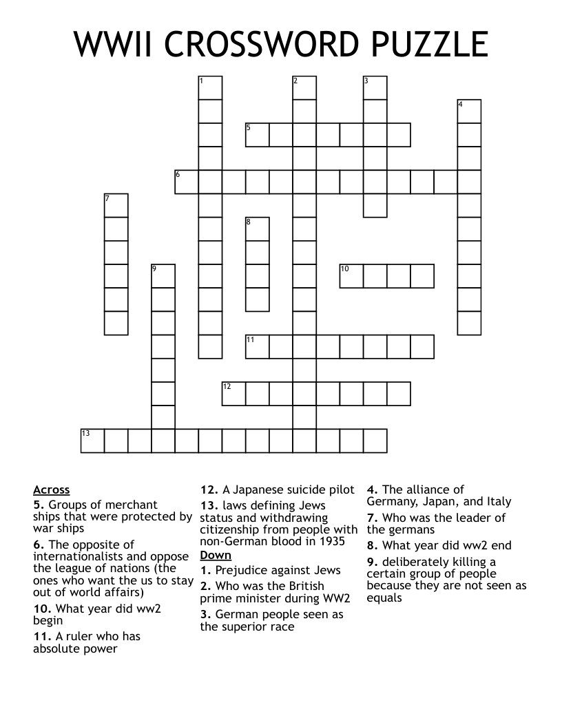 WWII CROSSWORD PUZZLE