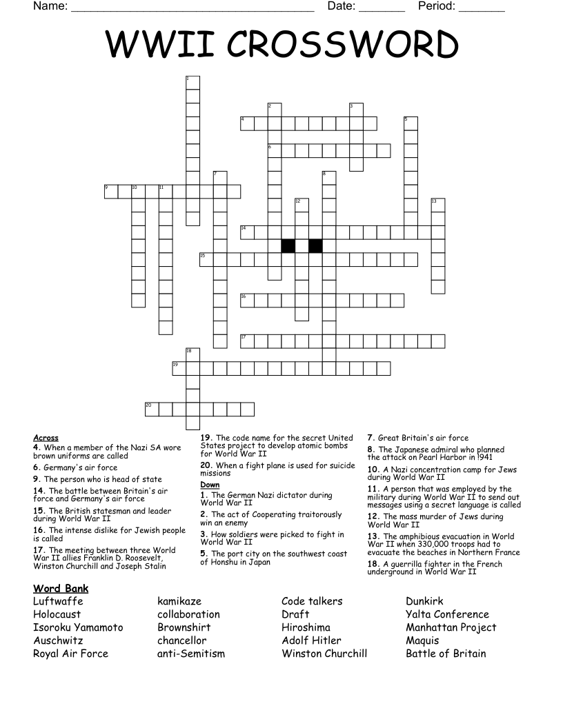 WWII CROSSWORD 