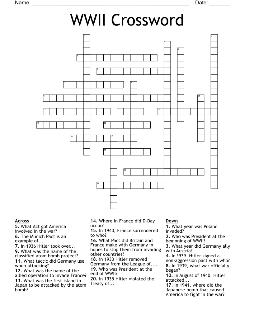 WWII Crossword