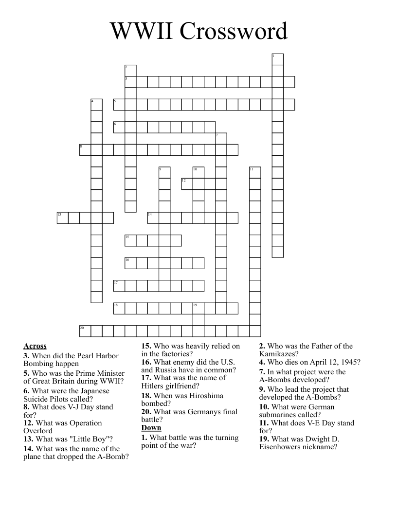 WWII Crossword