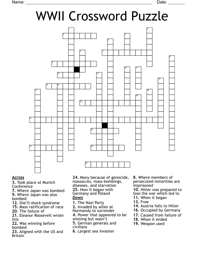 WWII Crossword Puzzle