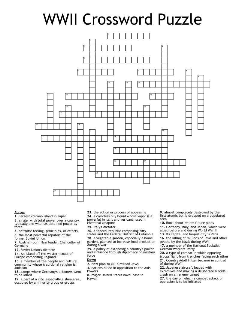 WWII Crossword Puzzle