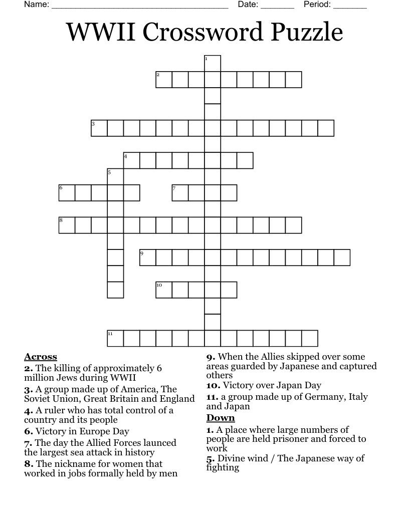 WWII Crossword Puzzle