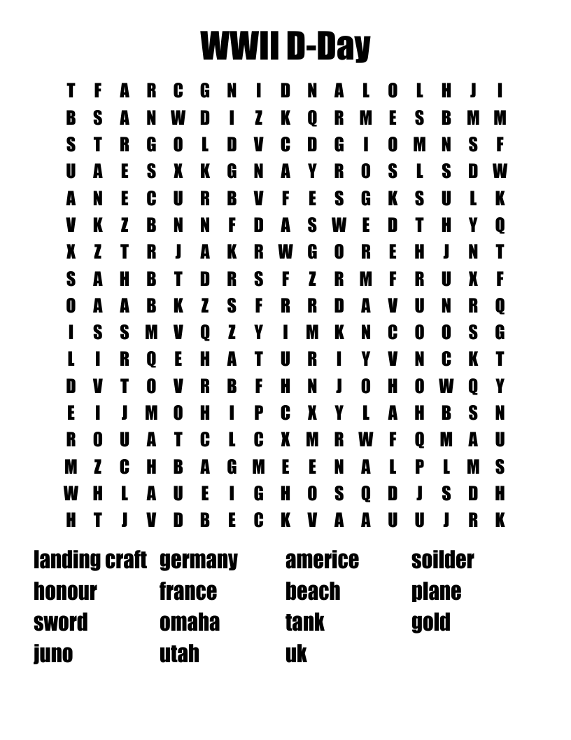 WWII D-Day Word Search
