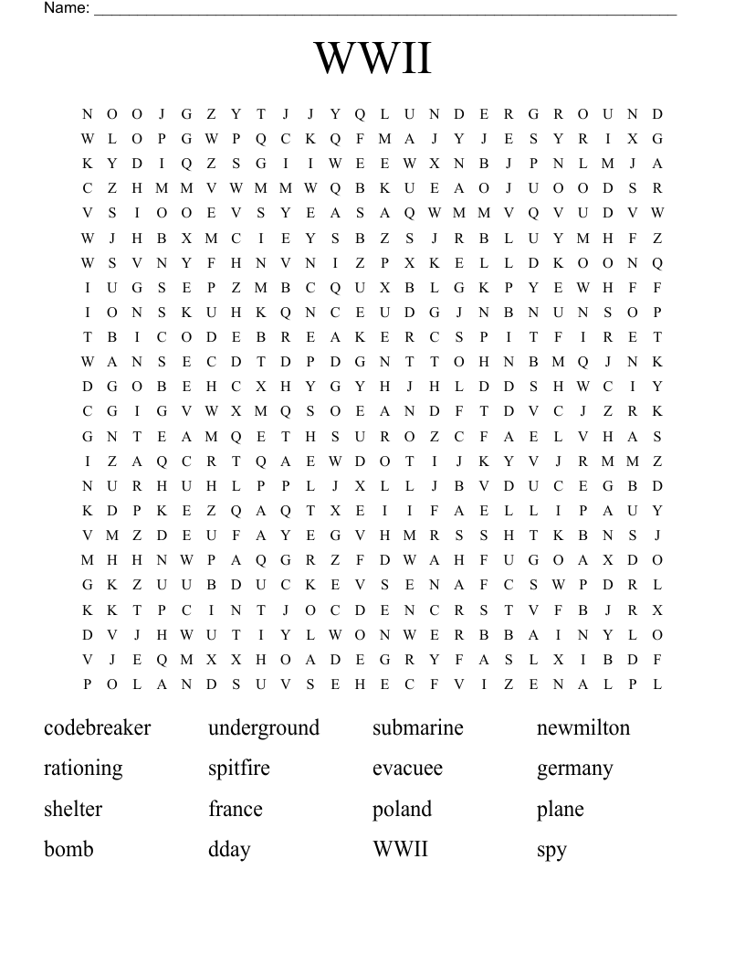 WWII  Word Search