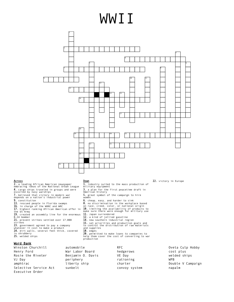 WWII  Crossword