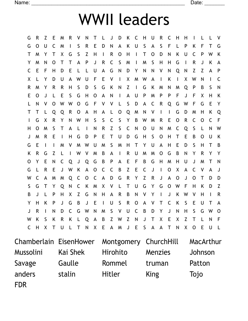 WWII leaders Word Search