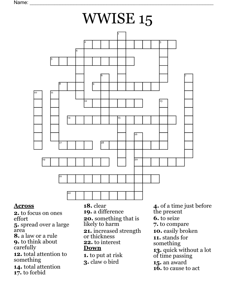 WWISE 15 Crossword
