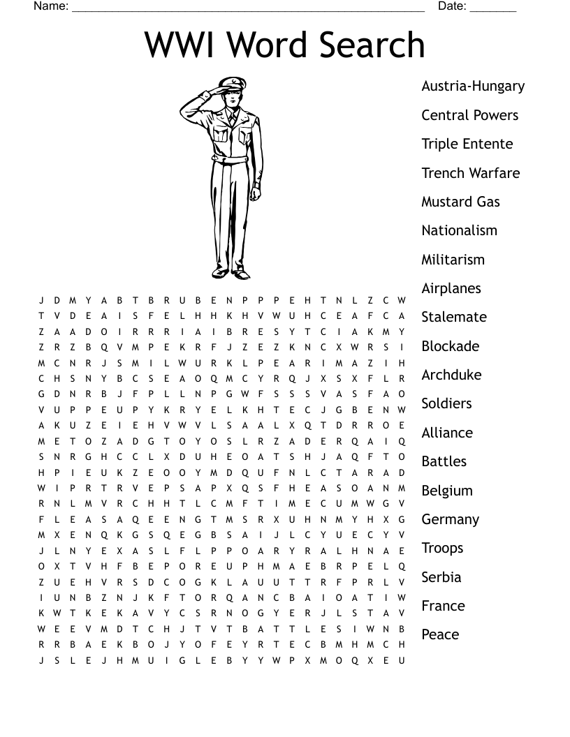 WWI Word Search