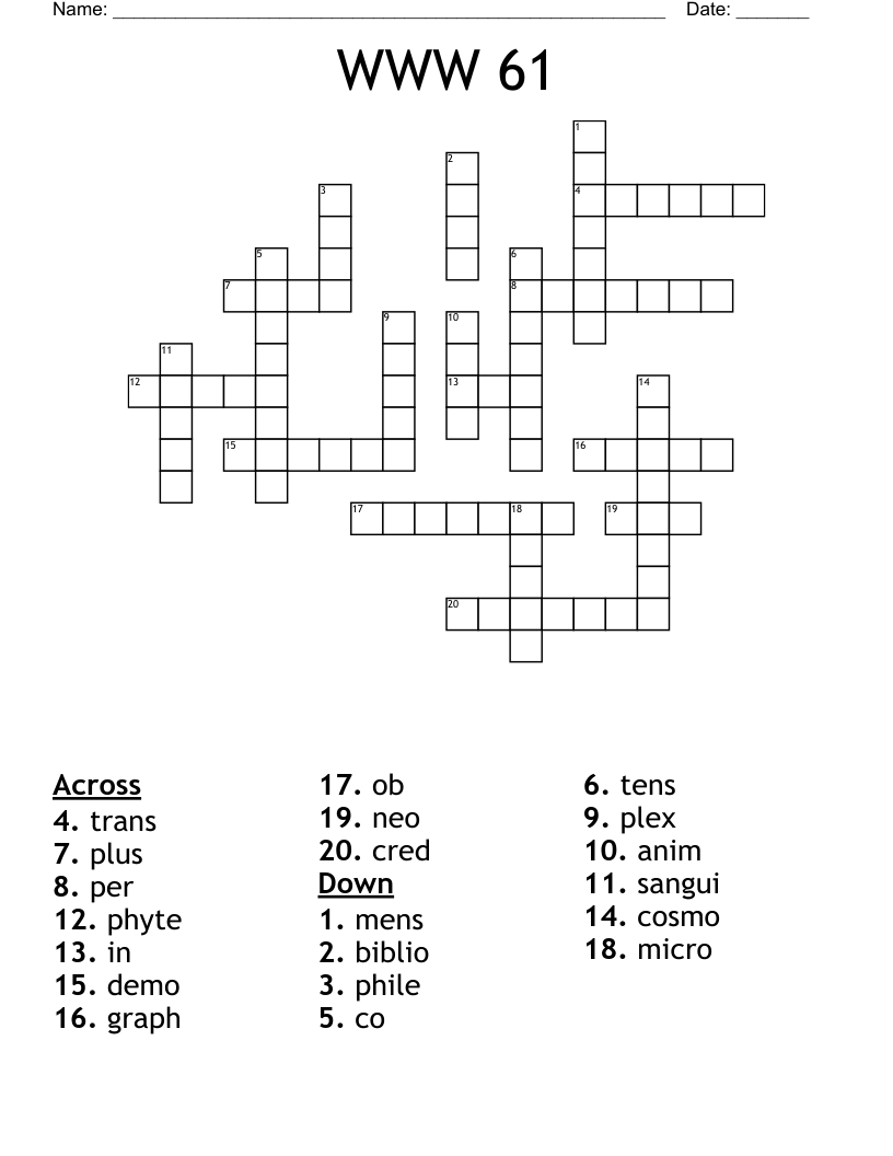 WWW 61 Crossword