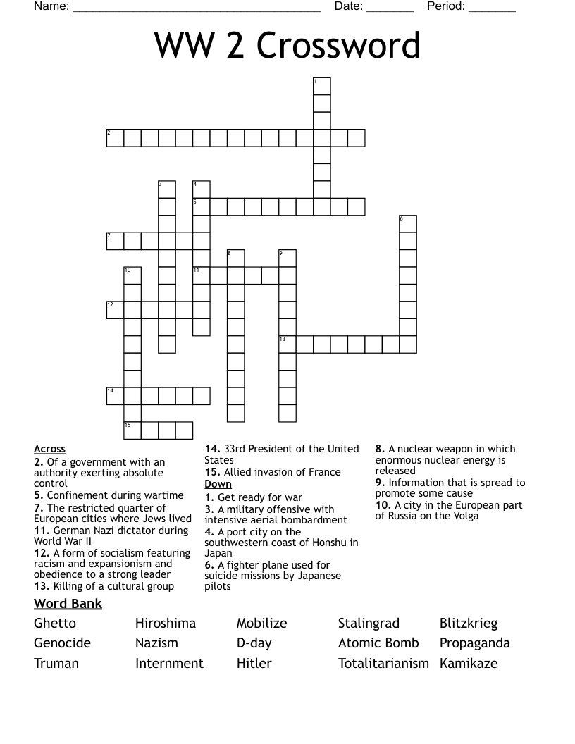 WW 2 Crossword
