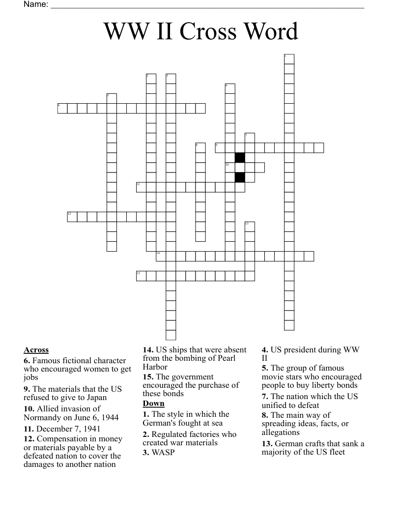WW II Cross Word