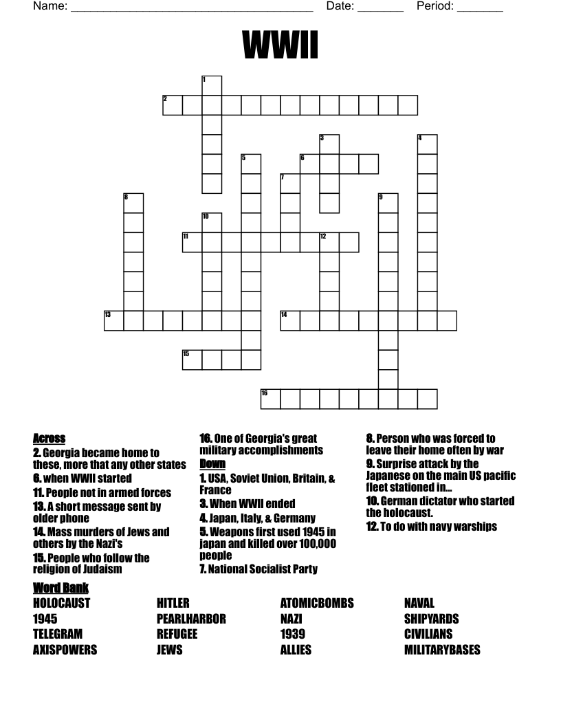 WWll Crossword