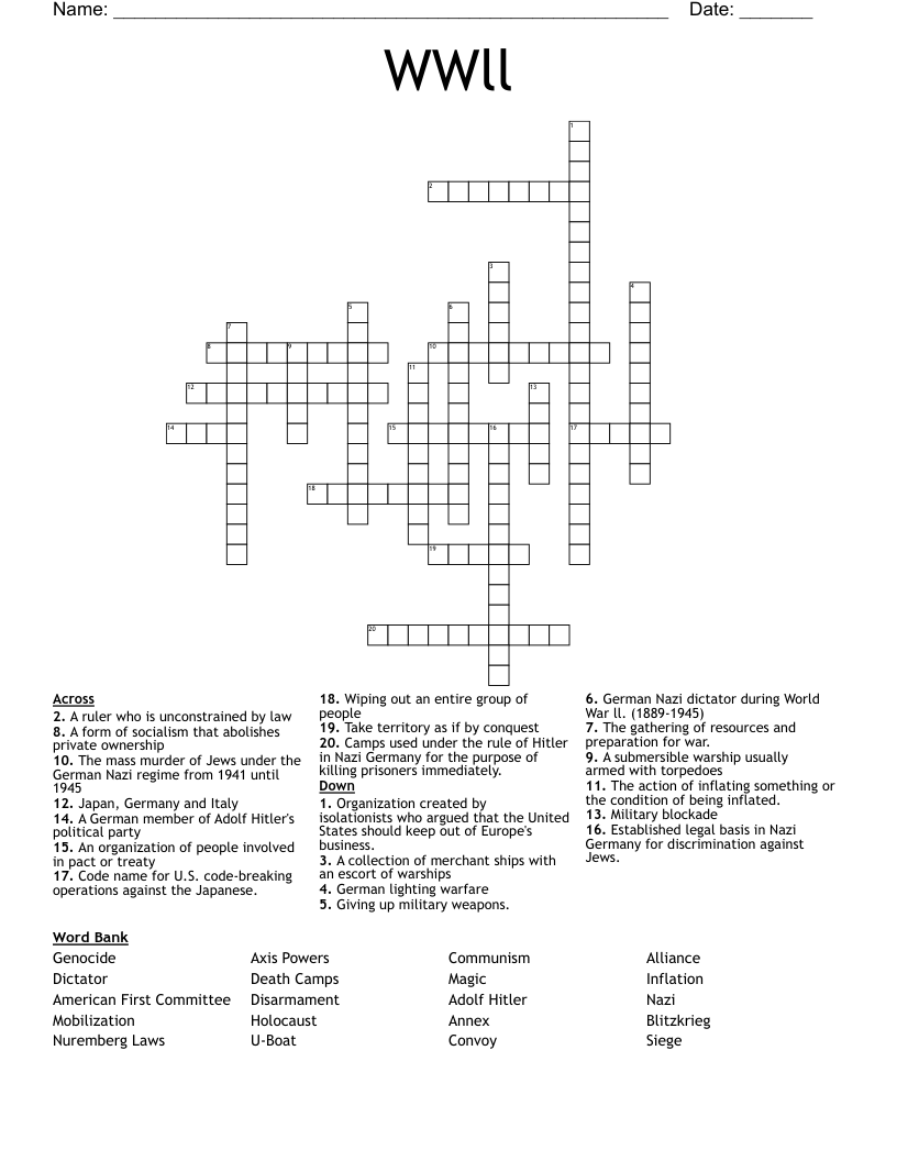 WWll Crossword