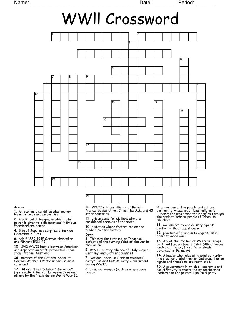 WWll Crossword