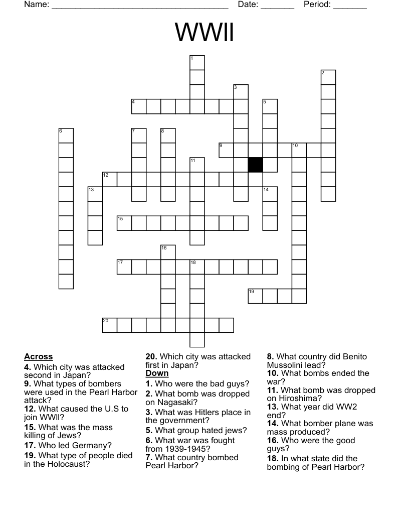 WWll  Crossword
