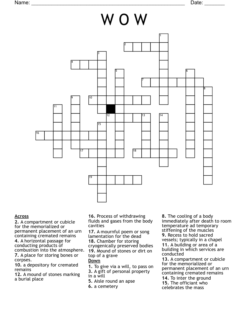 W O W Crossword
