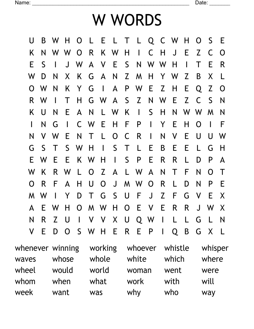 W WORDS Word Search