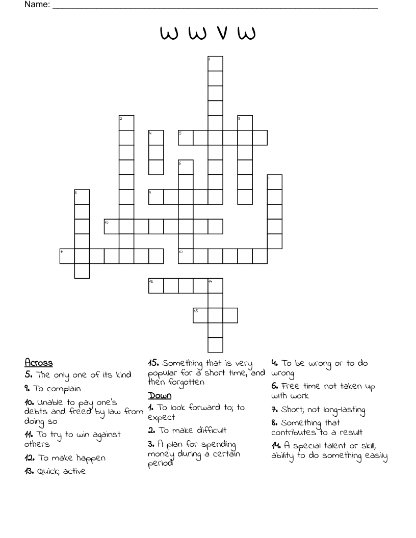 W W V W Crossword