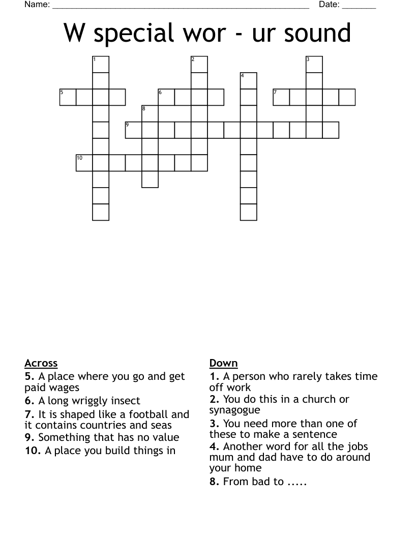 W special wor - ur sound Crossword