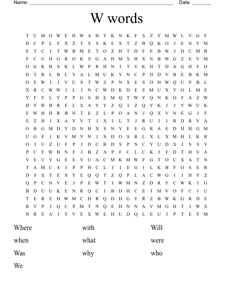 W words  Word Search
