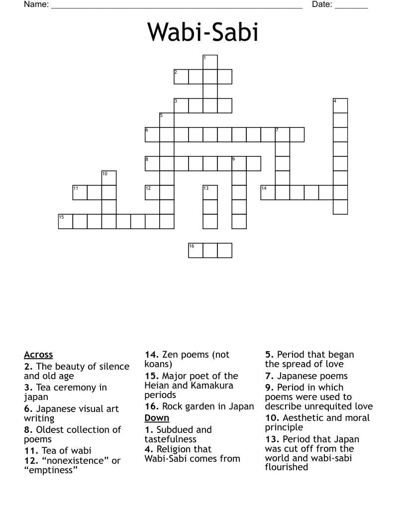 Wabi-Sabi Crossword