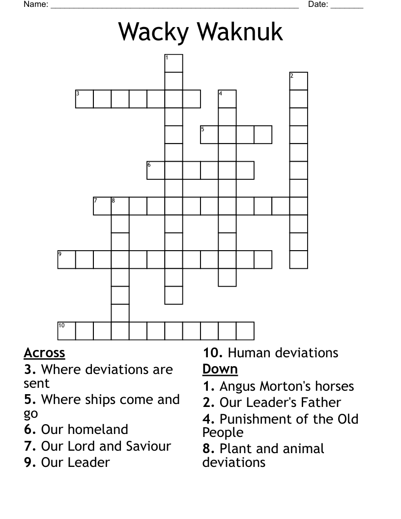 Wacky Waknuk Crossword