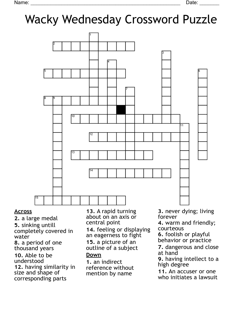 Wacky Wednesday Crossword Puzzle