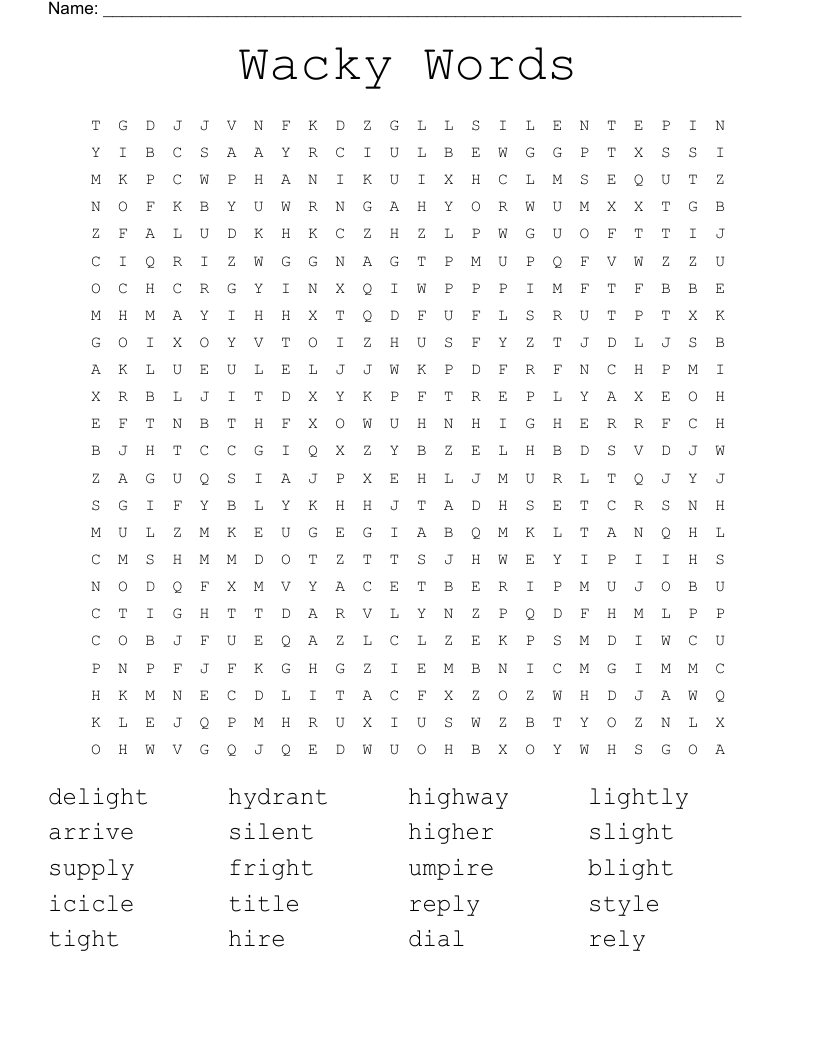 Wacky Words Word Search