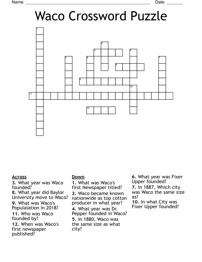Waco Crossword Puzzle